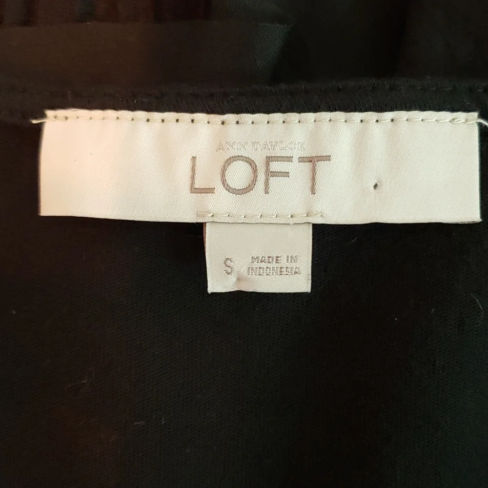 Loft | Women's Tier Ruffle V-Neck Pull-On Black Dress Sz S - Picture 8 of 9